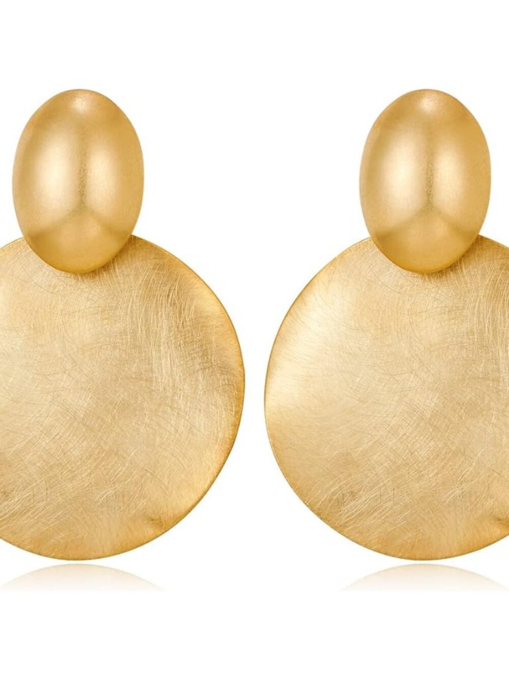 Big Disc Drop Dangle Earrings Statement Hammered Women Earrings
